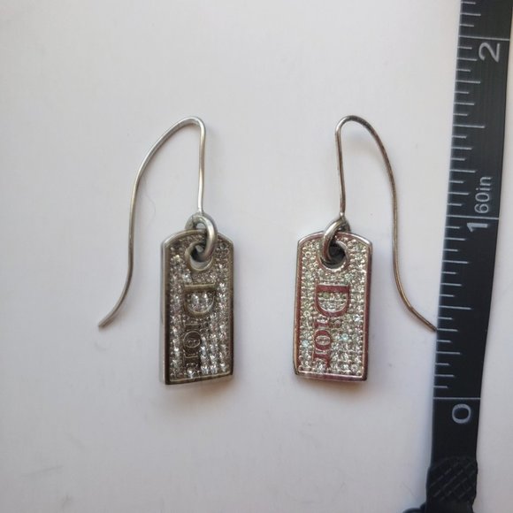 Christian Dior logo Crystal drop earrings - Picture 4 of 5